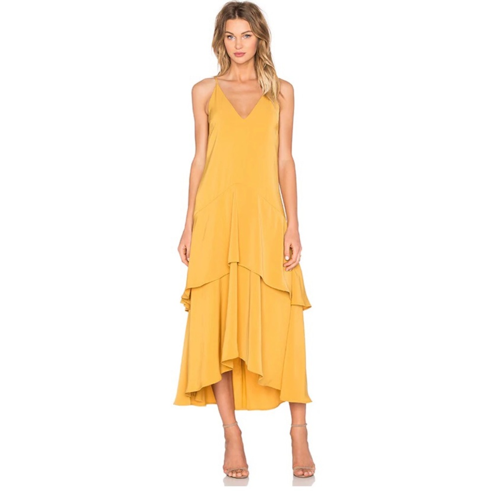 KEEPSAKE MERCY MUSTARD MAXI DRESS L